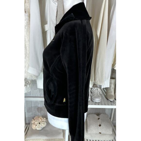 Nike Women's Size M Black Velour Zip Up Ribbed Collar Track Jacket #0611 - Picture 4 of 11
